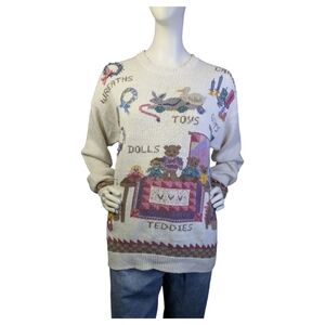 Vintage Northern Isles Holiday Novelty Sweater | Hand Embroidered | Size Large